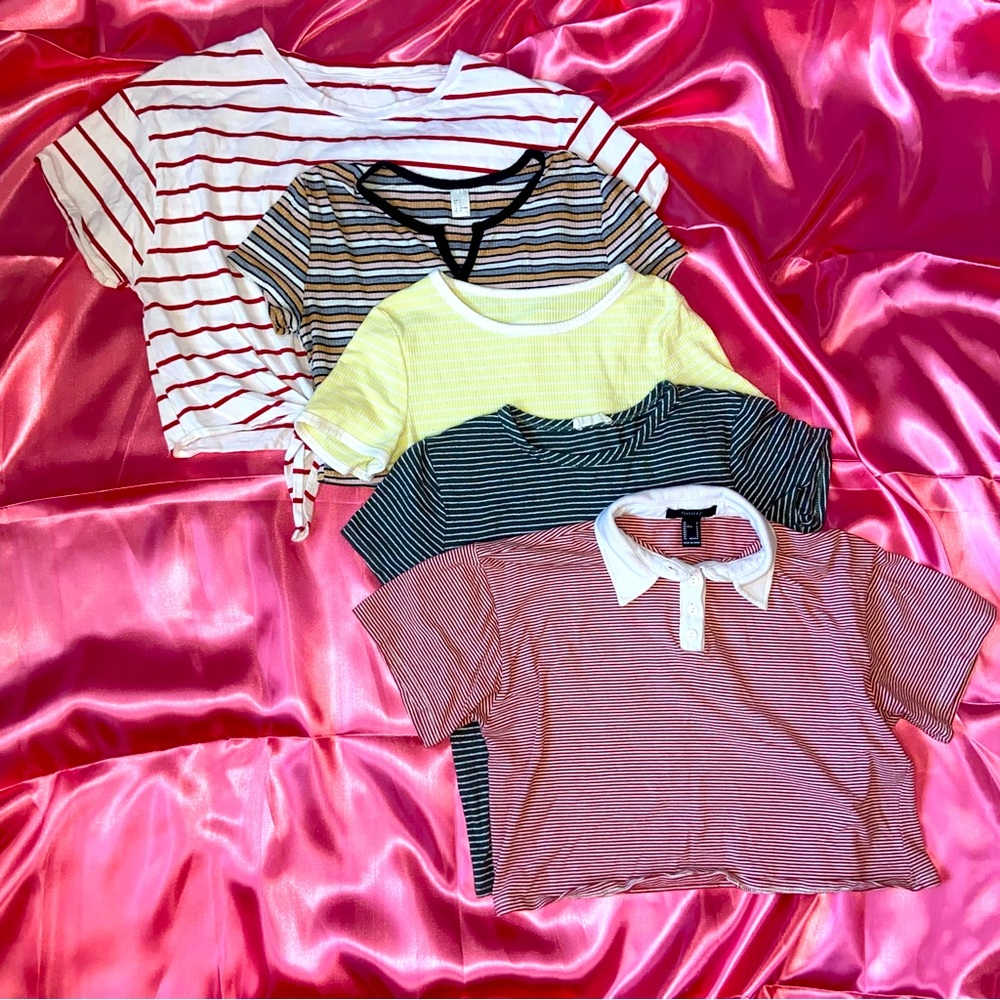 5 PACK OF STRIPPED CROPTOPS!!!